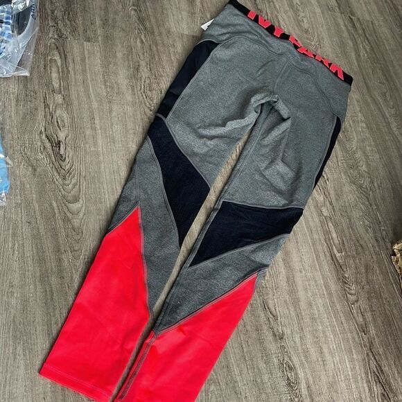 Ivy Park Colourblock Leggings-GREY/HOT PINK-Small - Picture 4 of 5